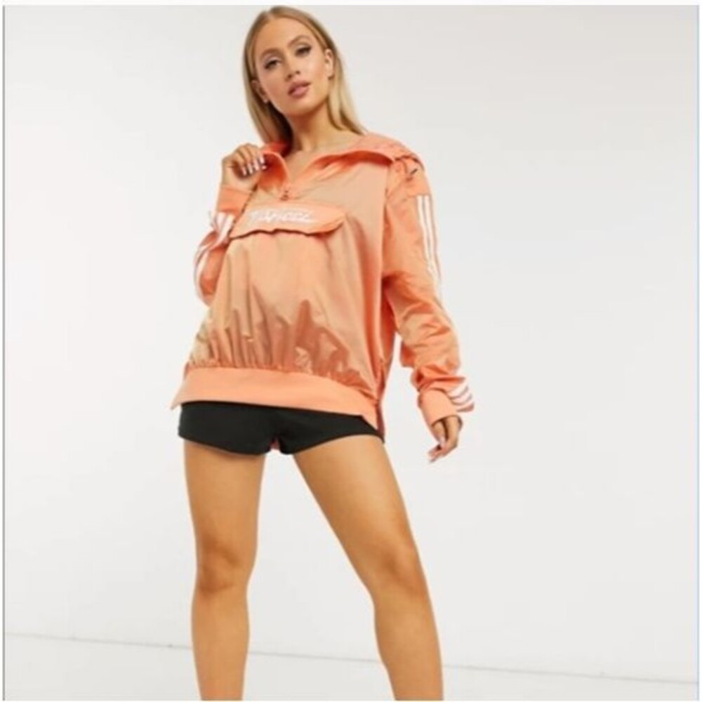 adidas Originals x Fiorucci 3‑Stripe Cropped Hoodie Women’s XS – Orange EUC